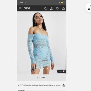 ASYOU Blue Mesh Bardot Mini Bodycon Dress